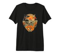 Deer Crow Forest Animal Art Retro Boho Mountain Sunset Premium T-Shirt