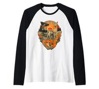 Deer Crow Forest Animal Art Retro Boho Mountain Sunset Raglan Baseball Tee