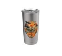 Deer Crow Forest Animal Art Retro Boho Mountain Sunset Stainless Steel Insulated Tumbler