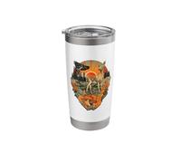 Deer Crow Forest Animal Art Retro Boho Mountain Sunset Stainless Steel Insulated Tumbler