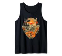 Deer Crow Forest Animal Art Retro Boho Mountain Sunset Tank Top