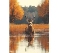 Deer Diamond Art Kits Adults, Diamond Painting Forest Dimond Art 5D DIY Full Round Drill Crystal Embroidery Cross Stitch Crafts Crafts for Adults, Home Room Decor, Gifts for Women 28x38inch -bby2605MR