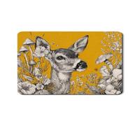 Deer Dish Drying Mats For Kitchen Counter, Vintage Floral Absorbent Rubber Dish Drainer Mat, Autumn Nature PU Leather Drying Pad For Coffee Bar 12x20 Inch