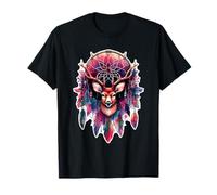 Deer Dreamcatcher Floral Spirit Animal Boho Style Art T-Shirt