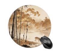 Deer Drink in The Autumn Ravine Mouse Pad Portable Round Gaming Mouse Pad Cute Small Computer Mouse Mat Decoration Non-Slip Gaming Mousepad for Home Office Work 7.8 X 7.8 Inch