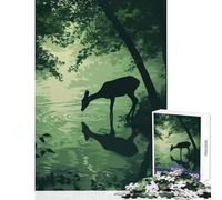 Deer Drinking by The Lake Jigsaw Puzzles for Teenagers 1000 Funny Gifts Learning Educational Toy Wall Decor Suitable for Ages 14 And Up (38x26cm)