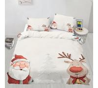 Deer Duvet Cover Queen 230x220 cm Quilt Covers with 2 Pillowcases, Reindeer Pattern Bedding Set, Children's Duvet Cover with Zipper Ties