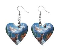 Deer Ea-gles Moon Women's Wooden Earring Drop Dangle Earrings Pendant Jewelry Love
