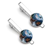 Deer Eagles1 Moon Funny Tie Clip for Men Necktie Metal Tie Bar Pinch Clasp for Wedding Business