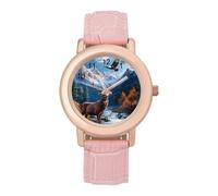 Deer Eagles1 Moon Women's Wrist Watch Fashion Alloy Quartz Watch with Strap Easy to Read
