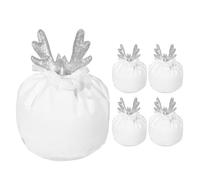 Deer Ear Christmas Candy Bags, 5pcs Antlers Drawstring Bags Christmas Pouch, Christmas Antler Velvet Drawstring Bags for Toys Candy Cookies - 13x15 cm