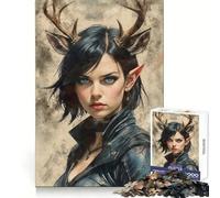 Deer-eared Elf Girl Portrait 1000 Pieces Jigsaws Adults Puzzles Gifts Sharp Thinking Cozy Fun Fun Activity Game Night (38x52cm)