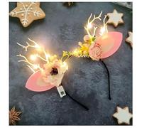 Deer Elk Antler Flower LED Headband Glowing Butterfly Rabbit Bow Light up Hair Hoop Floral Reindeer Cat Ears Hair Band for Women Girls Christmas Party (Yellow)