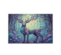 Deer Enchanted Forests Collage Jigsaw Puzzle for Adults Challenging Puzzle Perfect for Game Nights 500 Piecing