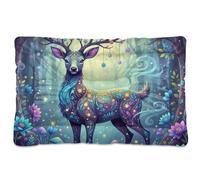 Deer Enchanted Safari Collage Washable Dog Beds Crate Pad Soft Anti-Slip for Large Jumbo Medium Small Dogs 36" x 24"