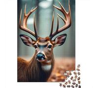 Deer Face 1000-Piece Puzzle for Adults, 52x38cm/1000pcs, A Relaxed Project for Colder Days; White Cardboard with A Clean Surface