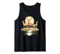 Deer Family Moonlight Nature Wildlife Forest Vintage Tank Top
