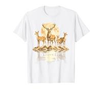 Deer Family Moonlight Nature Wildlife Forest Vintage Value Graphic T-Shirt, Men, White, S