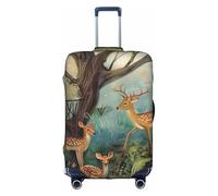 Deer Family Under The Tree Luggage Covers Protectors Dust Proof Elastic Suitcase for Travel Fits 18-32 Inch Luggage