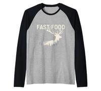 Deer Fast Food Hunter Hunting Deers Animal Funny Raglan Baseball Tee