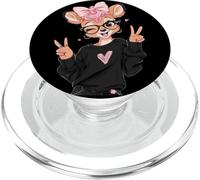Deer Fawn Girl Winking Double Peace Sign Pop Graphic Playful PopSockets PopGrip for MagSafe