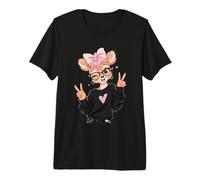Deer Fawn Girl Winking Double Peace Sign Pop Graphic Playful Premium T-Shirt