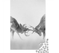 Deer Fight in The Fog, Classic Jigsaw Puzzle, 1000 Pieces, 70x50cm/1000pcs