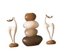Deer Figurines Reindeers Statues with Stacked Stone Flower Vase Moderns Home Decors Decorative Ornament Collectibles Deer Statues Small Animal Sculptures Stacked Stone Flower Vase Ornament Home Decors