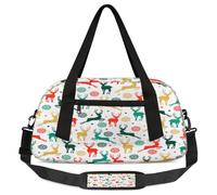 Deer Flower Kids Overnight Duffle Bags for Girls Boys, Christmas Deer Lightweight Sports Gym Bag for Kids,Small Overnight Weekender Carry on Travel Bags Dance Bag, Deer Flower, 18.5L x 7.8W x 9.4H