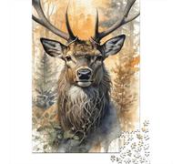 Deer Forest 1000 Piece Jigsaw Puzzle for Adults Paper 1000pc Jigsaw Puzzle Set Woodland Scene Relax Focus Home Gift 52x38cm/1000pcs