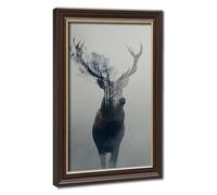 Deer Forest Double Exposure Minimalist Wildlife Poster Canvas Poster Bedroom Decor Landscape Office Room Decor Gift 20" L X 30" W