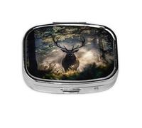 Deer Forest Pattern Pill Case Pill Box Travel Pill Organizer Small Square Medicine Box for Purse & Pocket Gifts