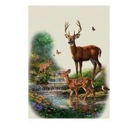 Deer Forest Stream 1000 Piece Mini Jigsaw Puzzle For Adults Gift Idea | 38x26cm Cardboard Puzzle Lovers Mind Relaxation Handmade Puzzle Birthday Gift Home Decor