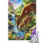 Deer Forest Stream Jigsaw Puzzle, 1000 Pcs For Adults | 52x38cm Art Admirers, Birthday Gift, Cardboard, Mood Calming, Tight Puzzle Fit