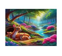 Deer Forest Stream Jigsaw Puzzle, 1000 Pcs Indoor Adult Game | 38x26cm Cardboard, Brain Workout, Tight Puzzle Fit, Art Admirers, Mood Calming