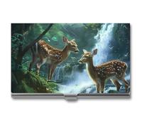 Deer Forests River Animal Business Card Holder Metal Wallet Credit Card ID Case for Men Women