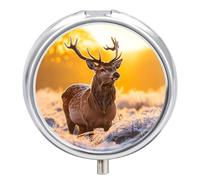 Deer Forests Winter Round Pill Organizer Portable Medicine Pill Dispensers Container for Daily Travel