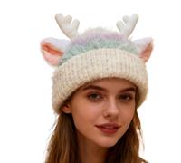 Deer Hat, Antler Beanie for Winter, Cute Warm Knit, Warm & Comfortable Knit, Easy to Wear Feature, Costume Tool, Headwear Accessory for Adults and Kids 22.05×22.83 inches