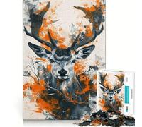 Deer Head 1000 Pieces Jigsaws Adults Puzzles Stress Relief Play Home Fun Hard Challenge Room Decor (38x52cm)
