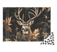 Deer Head Art 1000-Piece Recycled Cardboard Forest Autumn Style Jigsaw Bundle, Concentration Training, Personalised Gift, Wall Decor & After-School Fun 70x50cm/1000pcs