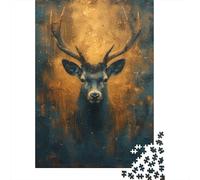 Deer Head Art Recycled Cardboard 1000-Piece Nature Fantasy Style Puzzle, Decompression & Stress Relief, Personalised Gift, Wall Decor & Home Holidays 52x38cm/1000pcs