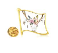 Deer Head Flower Nation Golden Metal Flag Lapel Pin Badge