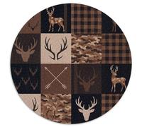 Deer Head Patchwork Jigsaw 1000 Piece Round Puzzle Camouflage Plaid Kids Family Games Home Decoration Gift 1000pcs (67.5x67.5cm)