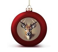 Deer Head Printing Christmas Ball Ornaments - Shatterproof Plastic Vintage Rustic Xmas Tree Decorations Pendant for Family Holiday Wedding Party Xmas Hanging Decoration