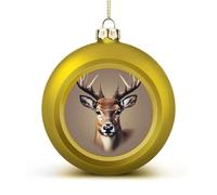 Deer Head Printing Christmas Ball Ornaments - Shatterproof Plastic Vintage Rustic Xmas Tree Decorations Pendant for Family Holiday Wedding Party Xmas Hanging Decoration