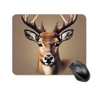 Deer Head Printing Mouse Pad Square Laptop Mouse Mat Cute Computer Mousepad Keyboard Pad Non-Slip Desk Pads for Gaming Office Work Home 20 * 25cm