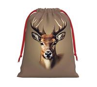 Deer Head Printing Print Convenient Reusable Drawstring Gift Pouches Holiday Parties Fashionable Men Women