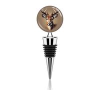 Deer Head Printing Wine Stoppers Reusable Wine Bottle Stopper Decorative Champagne Stoppers Silicone Beverage Bottle Sealer Keep Fresh, Leakproof Wines Saver for Bar Party Decor