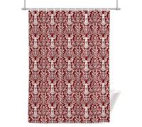 Deer Head Shower Curtain for Bathroom, Leaf Animal Red Waterproof Cloth Fabric Bathroom Accessories Set with 12 Rust Proof Plastic Hooks, 72” x 96”