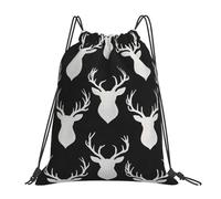 Deer Head String Bag Portable String Backpack Lightweight Swimming Bag For Travel Men Women 36X42Cm